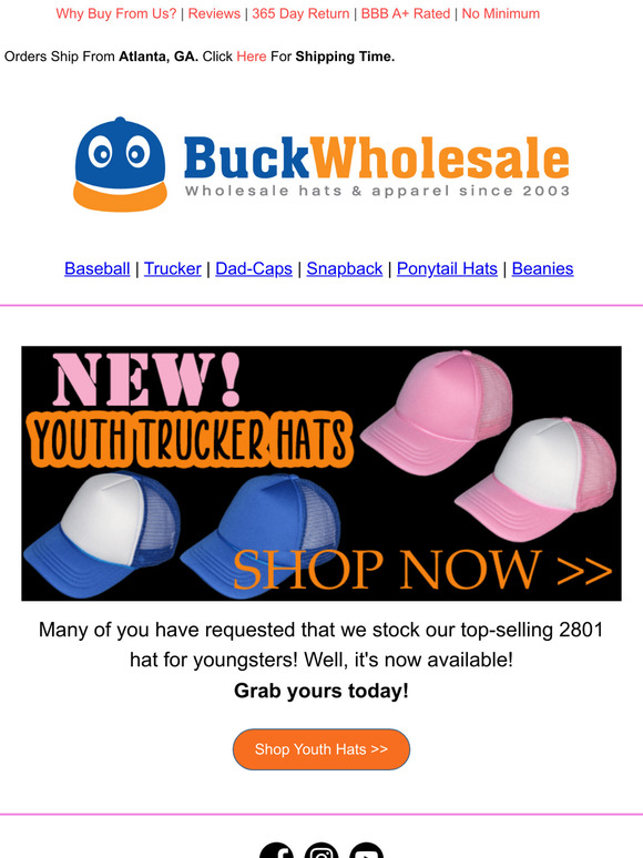 "Hey bc, Get Your Hands on Our Hot New Youth Trucker Hats!"