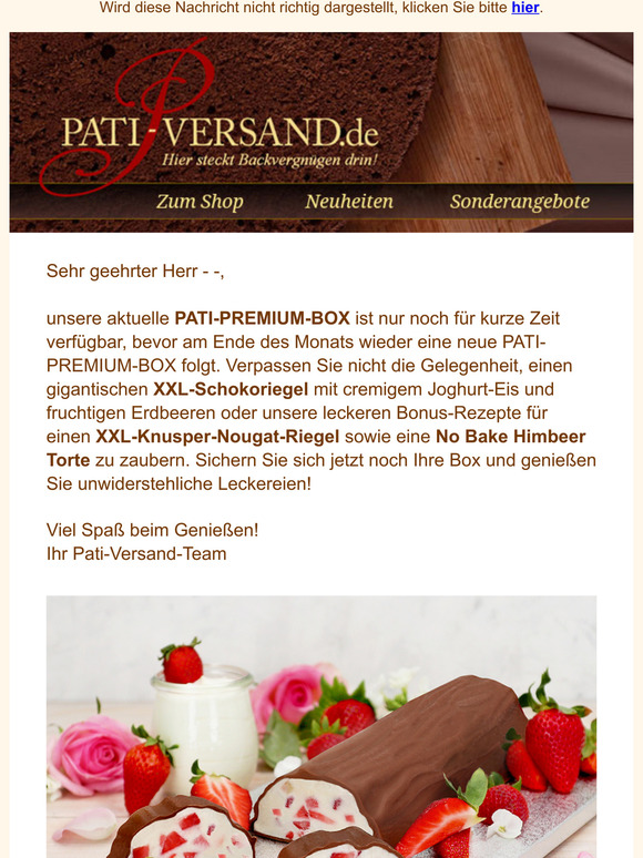 XXL-Schokoriegel - Nur noch kurze Zeit in der PATI-PREMIUM-BOX 🎁