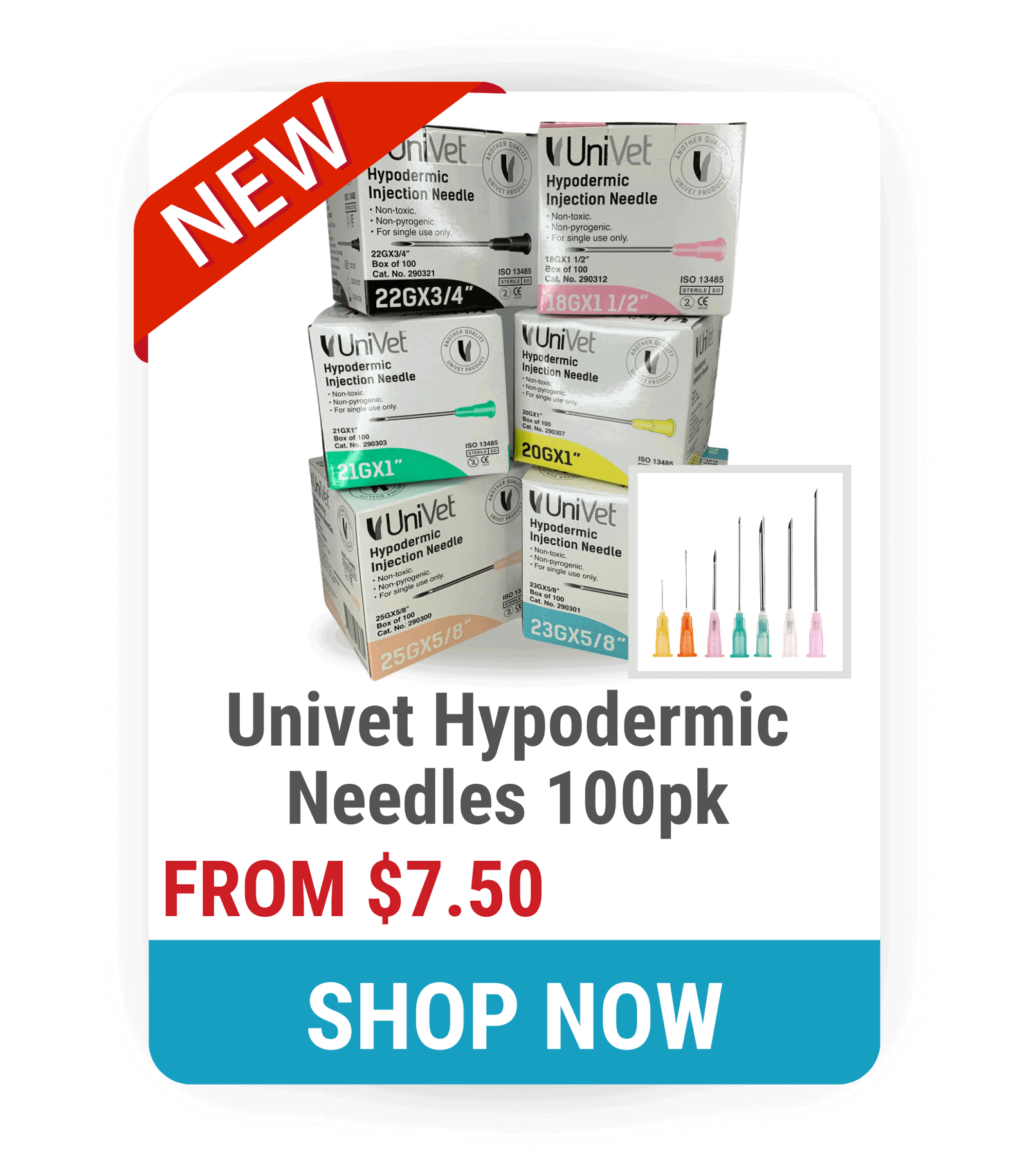 Univet Hypodermic Needles Box of 100