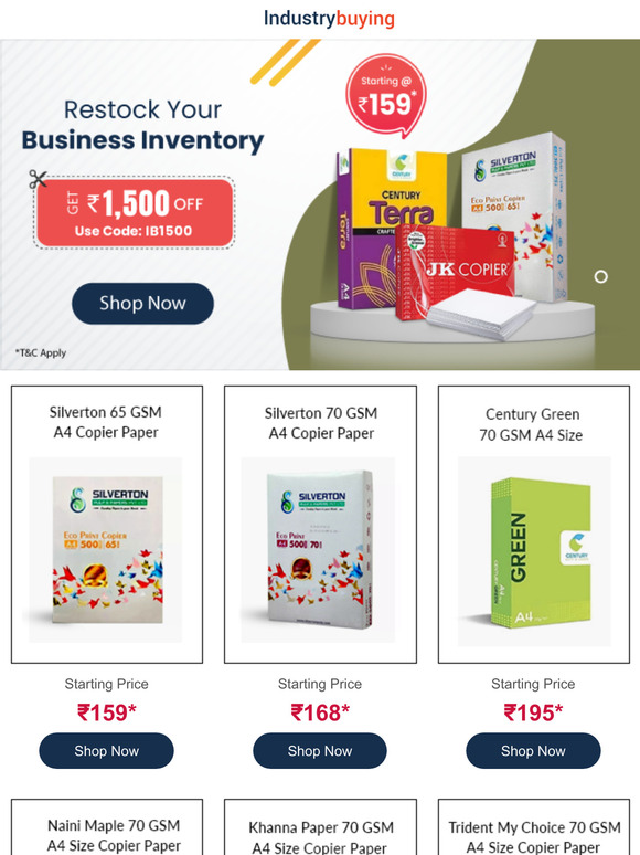 JUST @ ₹159* + Free Shiiping| Premium Copy Papers