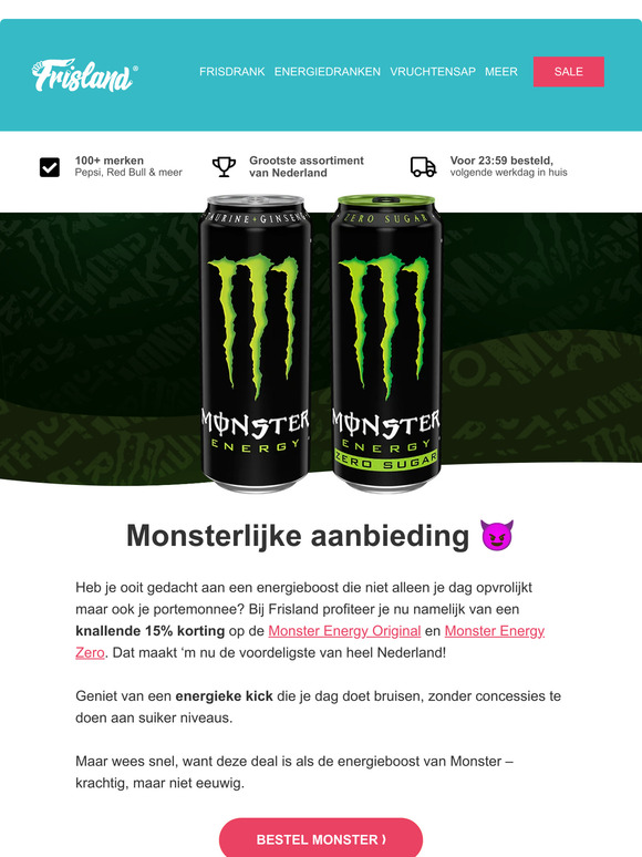 😈 15% korting op Monster Energy Original & Zero