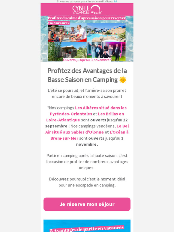Découvrez les avantages de réserver votre séjour après l'été !