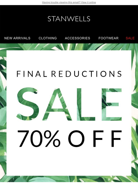 Final Summer Sale Reductions of 70%