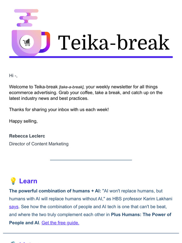 Back to Ecommerce Basics -- with an AI Twist | Teika-break Newsletter ☕