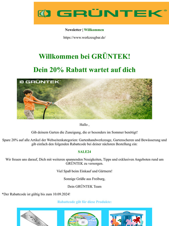 Gartengeräte Grüntek Aktion