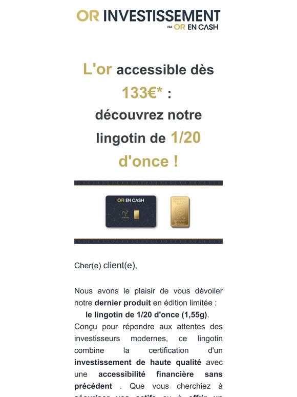 Découvrez le plus petit lingot d'Or Investissement !