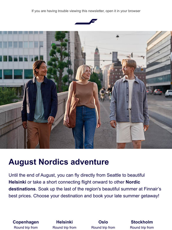 Fly directly from Seattle to Helsinki