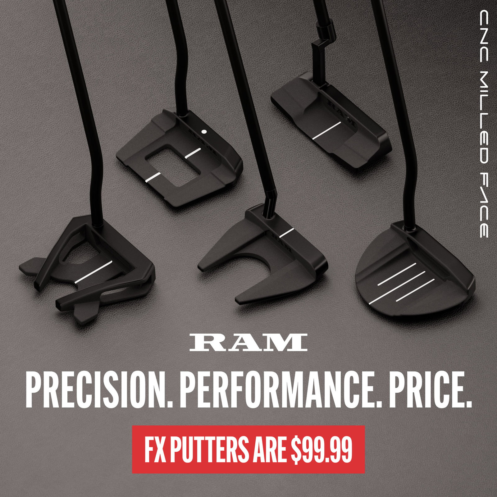 Ram FX3 Model Il Anodized Milled Insert Ram Putter Right Handed Steel Shaft