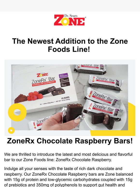 Zone Bars Raspberry Zone Diet: ZoneRx Chocolate Raspberry Bars Now in Stock | Milled