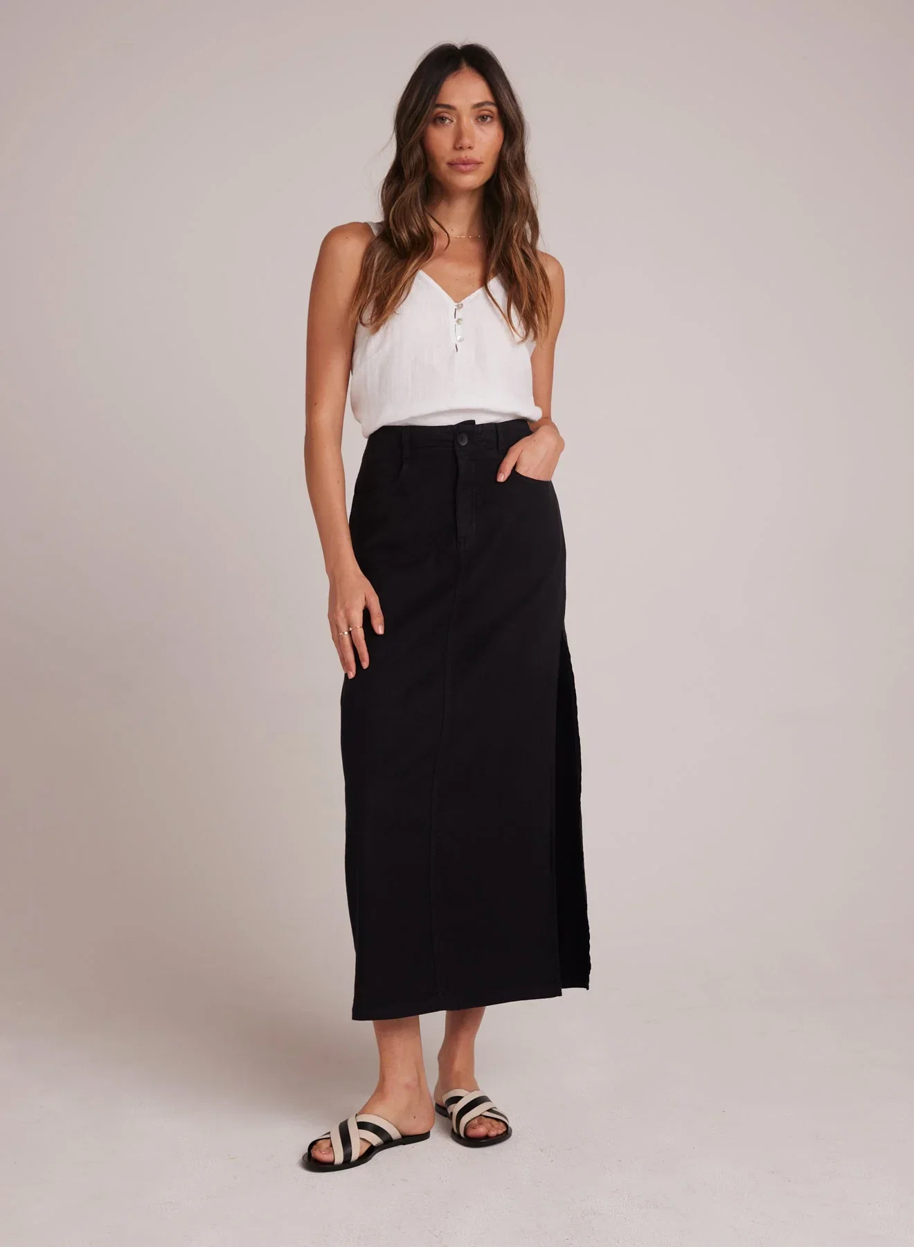 Image of Indigo Side Slit Skirt - Black
