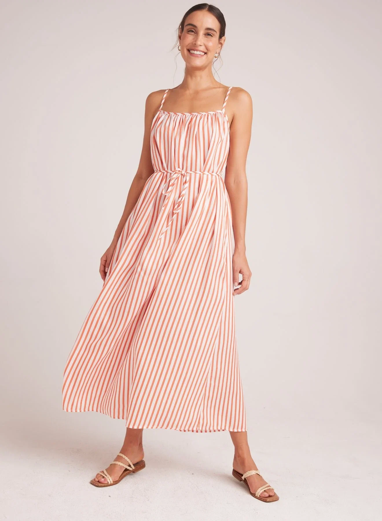 Image of Shirred Cami Maxi Dress - Sunset Blaze Stripe
