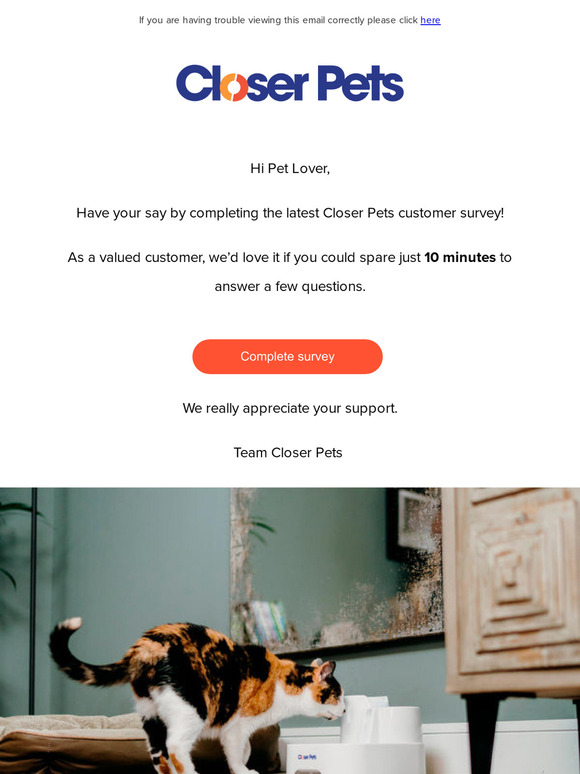 Pet Lover, complete our survey!