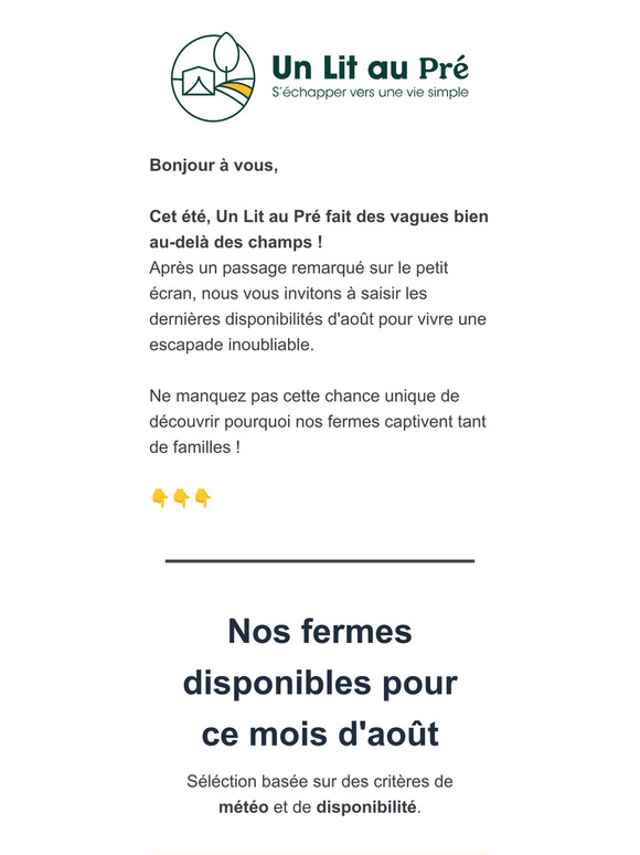 🌞 Réservez vos vacances à la ferme ! Découvrez nos disponibilités et exclusivités du mois !