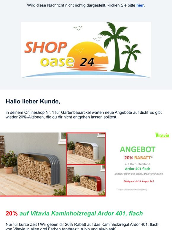 20% auf Kaminholzregal Ardor !