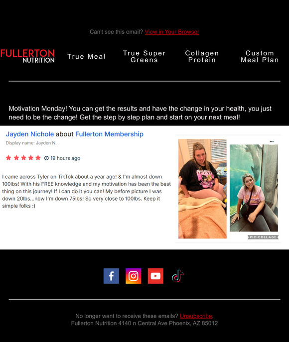 Fullerton motivation Monday 75lb Down
