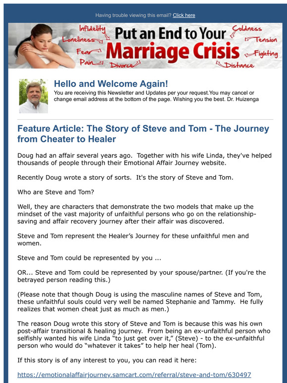 The Story of Steve and Tom - The Journey from Cheater to Healer