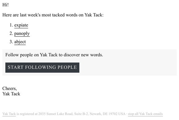 Last Week's Most Tacked Words