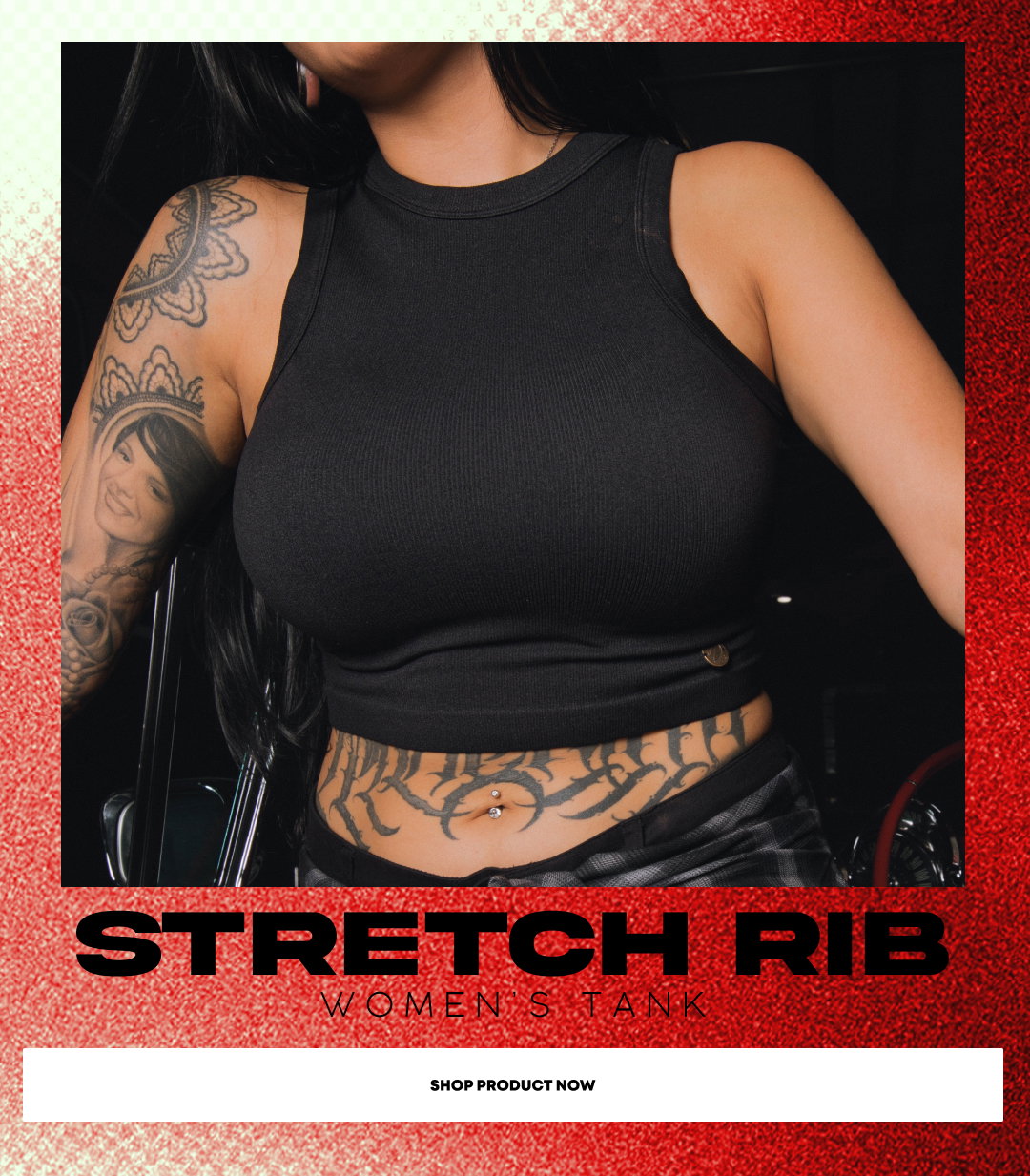 BLACK STRETCH RIB TANK