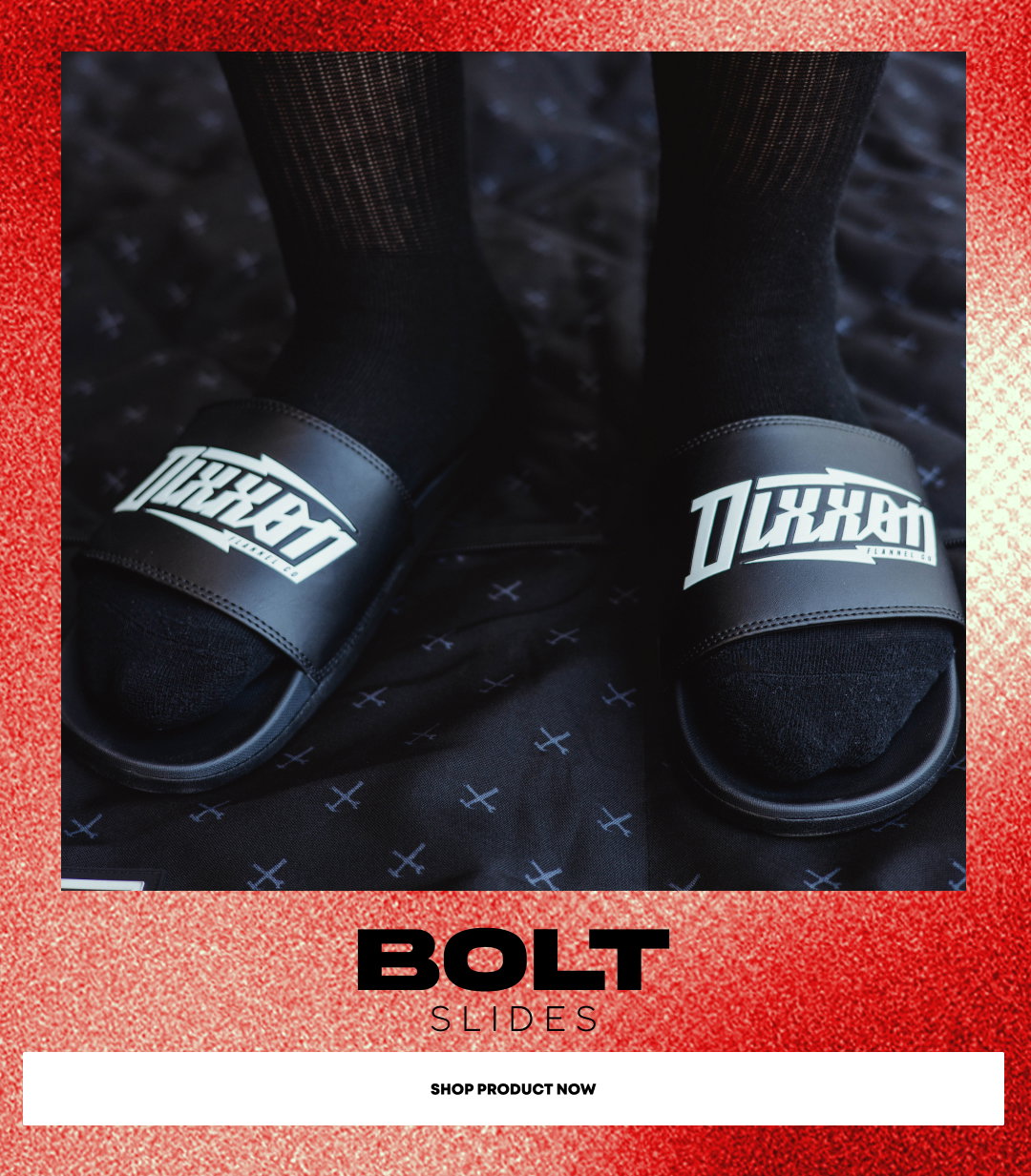 BOLT SLIDES - WHITE LOGO / BLACK BASE