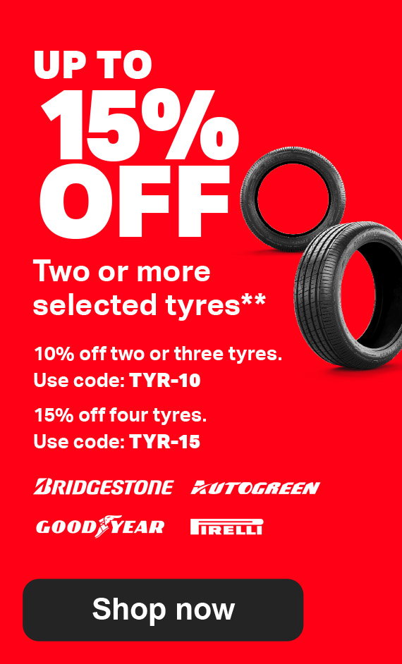 UP TO 15% OFF TYRES**