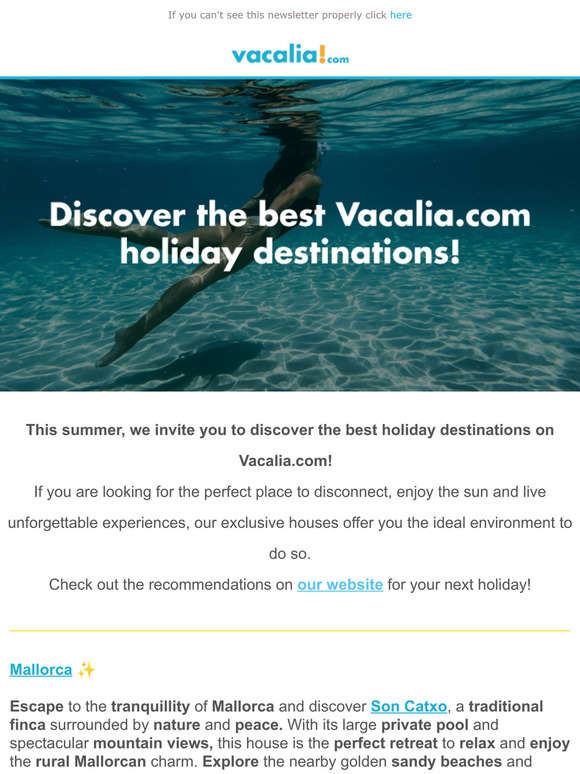☀️ This summer, we invite you to discover the best holiday destinations on Vacalia.com! ✈️