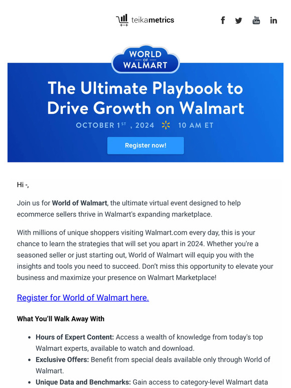 🚀 Join Us on October 1 for World of Walmart: The Ultimate Event for Walmart Marketplace Success