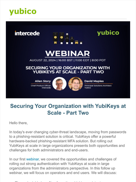 [Webinar] Securing Your Organization with YubiKeys at Scale - Part Two