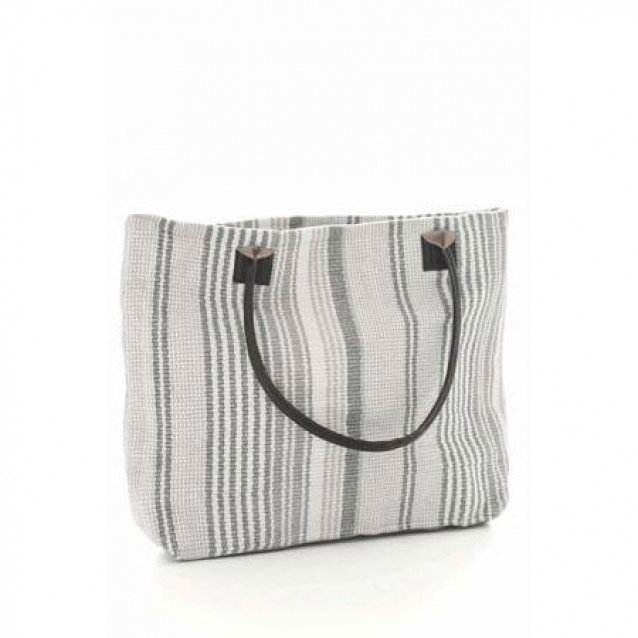 Gradation Ticking Woven Cotton Tote Bag One Size
