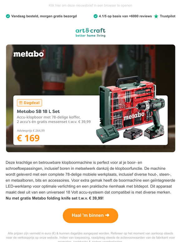 DAGDEAL: Metabo Klopboorschoefmachine Set 🛠️