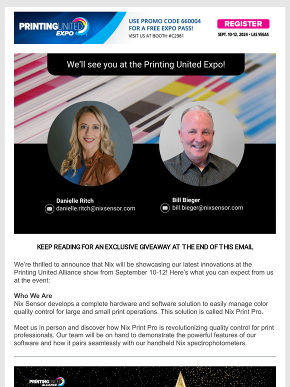 Come see us at Printing United and register for a FREE Spectro
