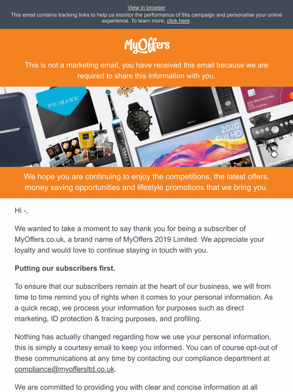 MyOffers - Service Announcement