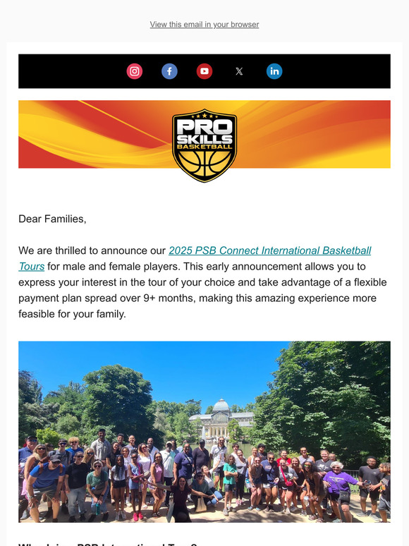 Exciting 2025 PSB International Basketball Tours - Register Your Interest Now!