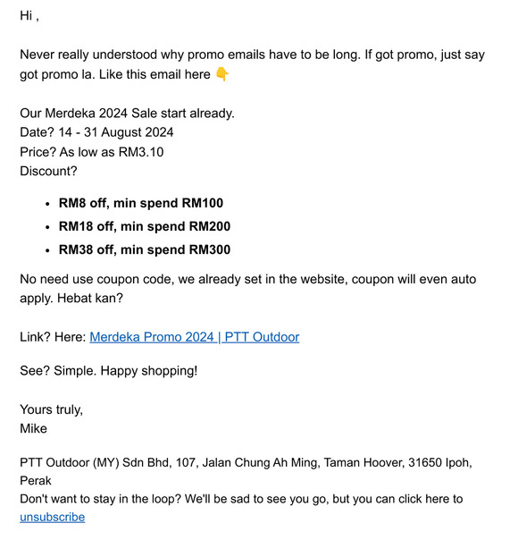 Hello, we got merdeka promo