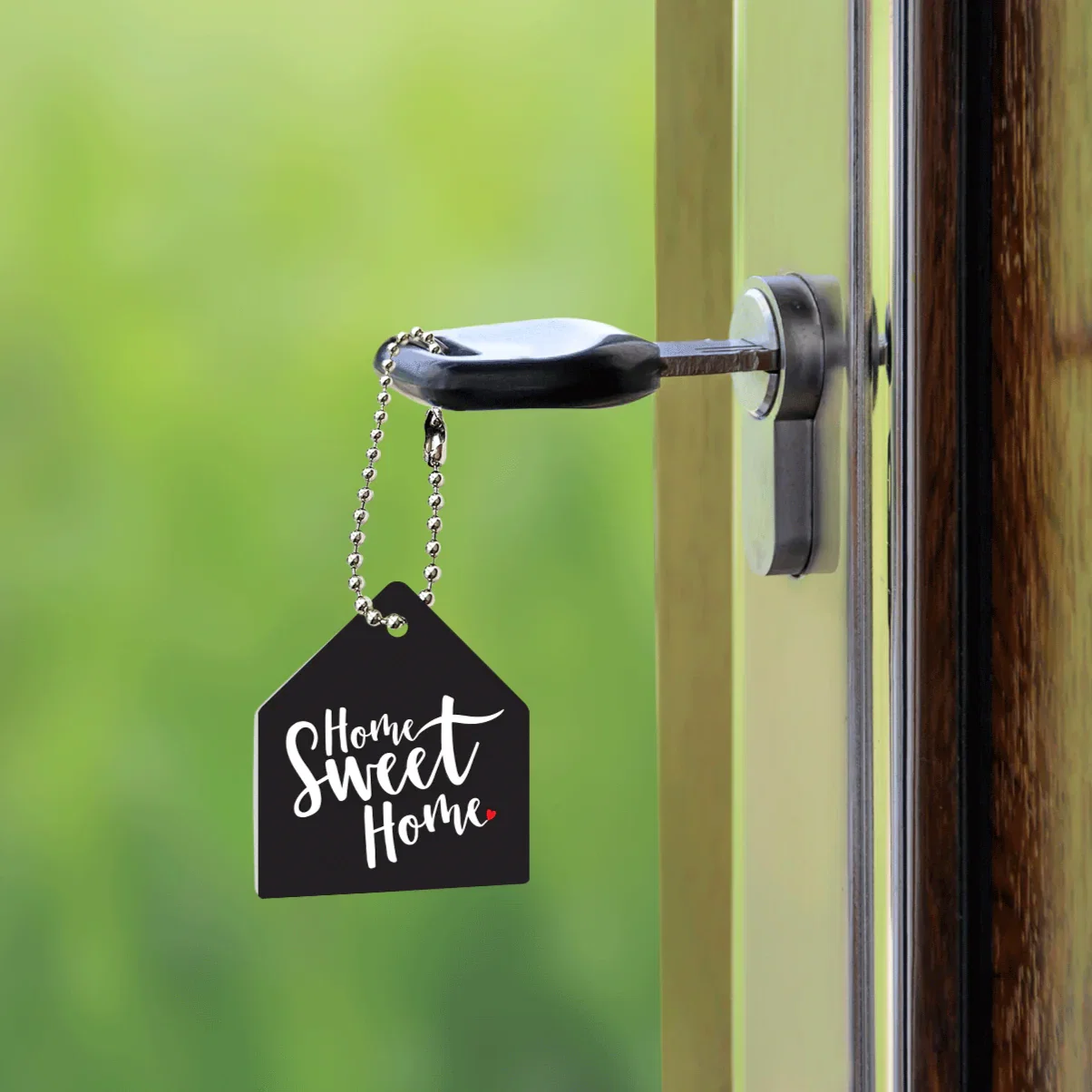 Image of House-Shaped Key Tag - Home Sweet Home - Black