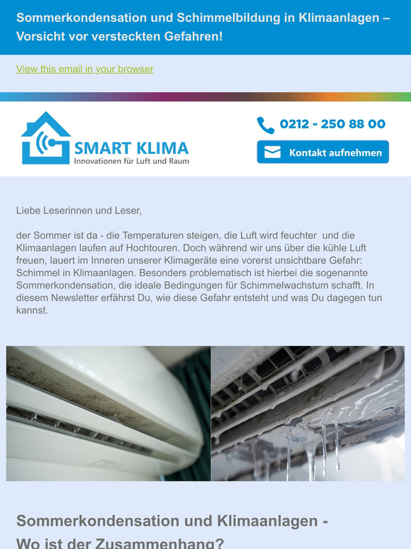Vorsicht vor der Sommerkondensation und Schimmelbildung in Klimaanlagen!