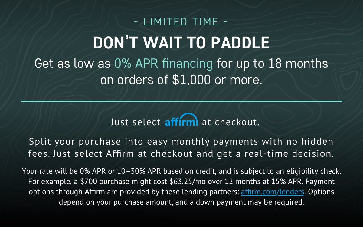 Get as low as 0% APR financing for up to 18 months on orders of $1,000 or more through Affirm.