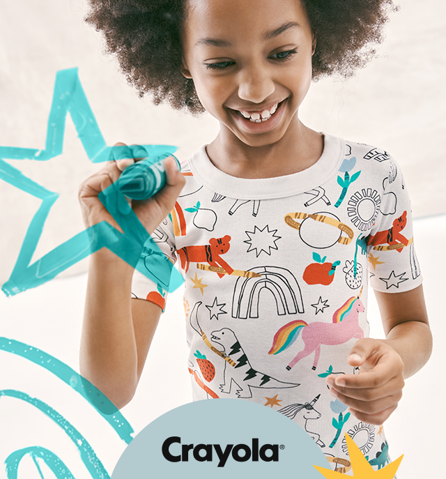 Crayola — Hanna Andersson. NEW. For the first time ever. COLOR YOUR DREAMS COLLECTION. You can customize your HannaJams with a set of Crayola Fabric Markers. SHOP NOW.