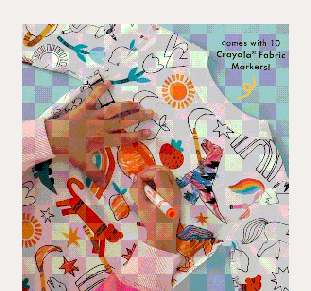 Comes with ten Crayola Fabric Markers. SHOP NOW.