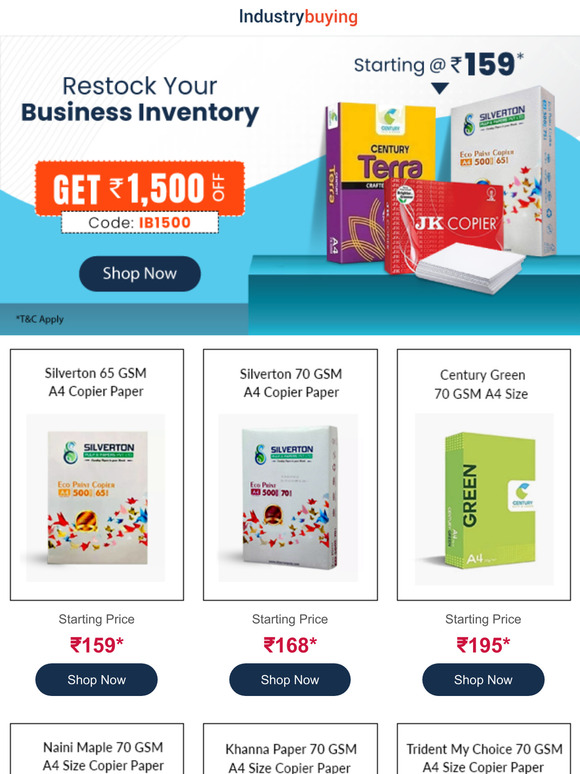 ₹1500* Off on Copy Papers