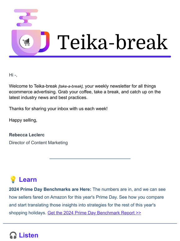 2024 Prime Day Benchmarks are Here | Teika-break Newsletter ☕