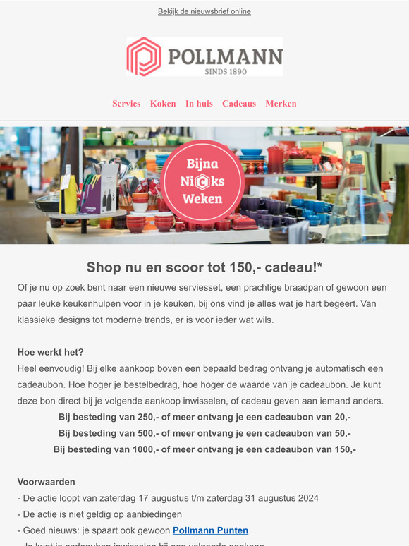 Shop nu en scoor tot €150,- cadeau!