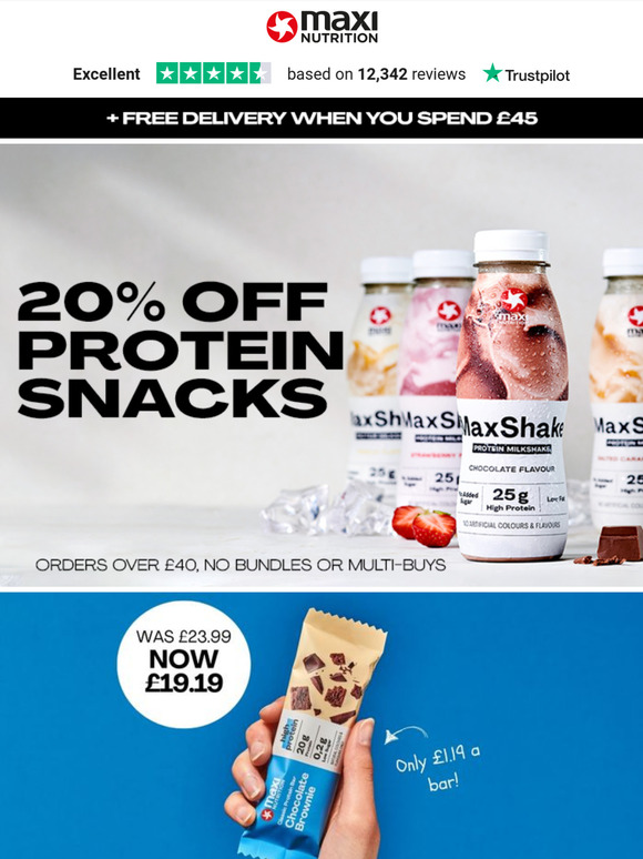 Get 20% off protein milkshakes - Just £2 per shake when you spend £40