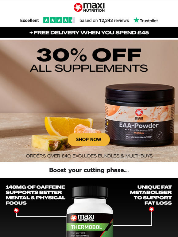 30% off Thermobol fat metaboliser and all supplements - STARTS NOW!