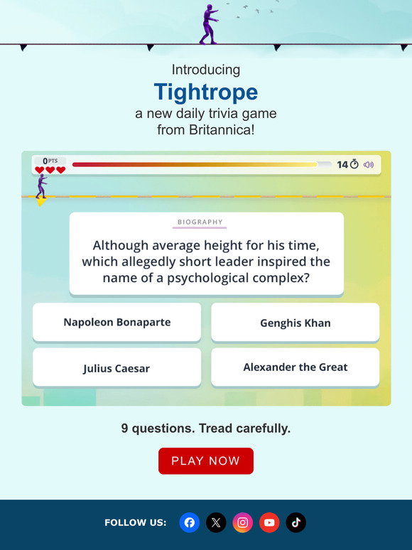 Brittanica: Play Tightrope, our new daily trivia game | Milled