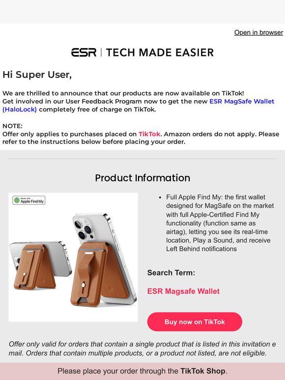 🎁 [24 Hours to Act] Get a FREE ESR MagSafe Wallet on TikTok | ESR