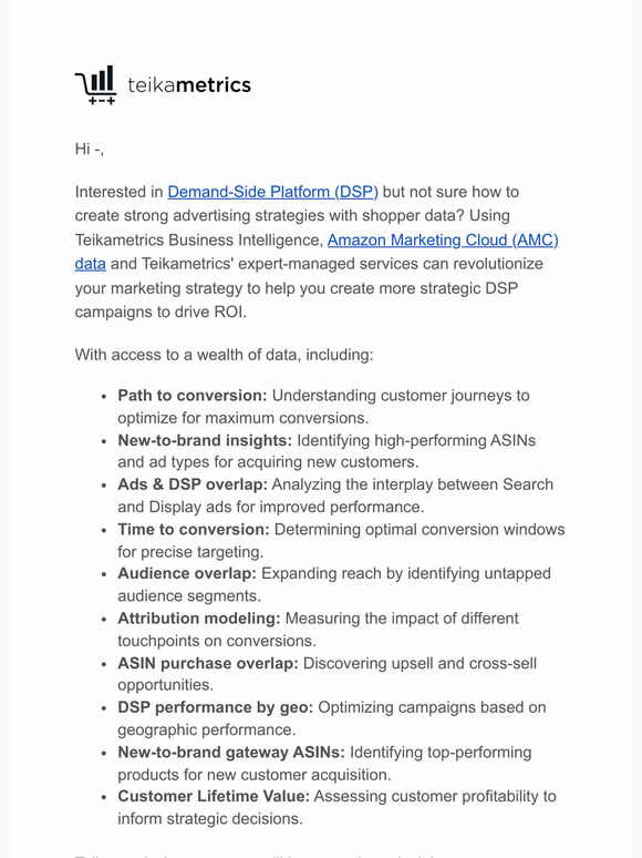Unlocking Amazon DSP Potential with AMC Data and Teikametrics Managed Services