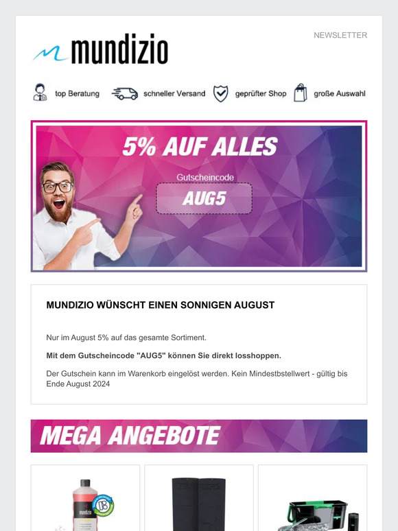 5% Auf Alles im August - mundizio Newsletter