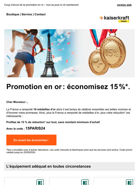 15 % de réduction* – quand les économies ont le goût de la victoire.