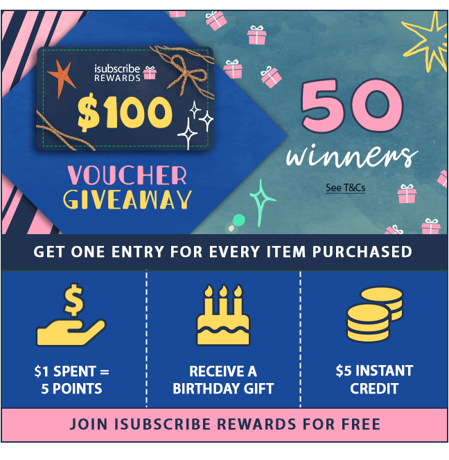 $100 Voucher Giveaway, 50 winners each receive a $100 isubscribe voucher						