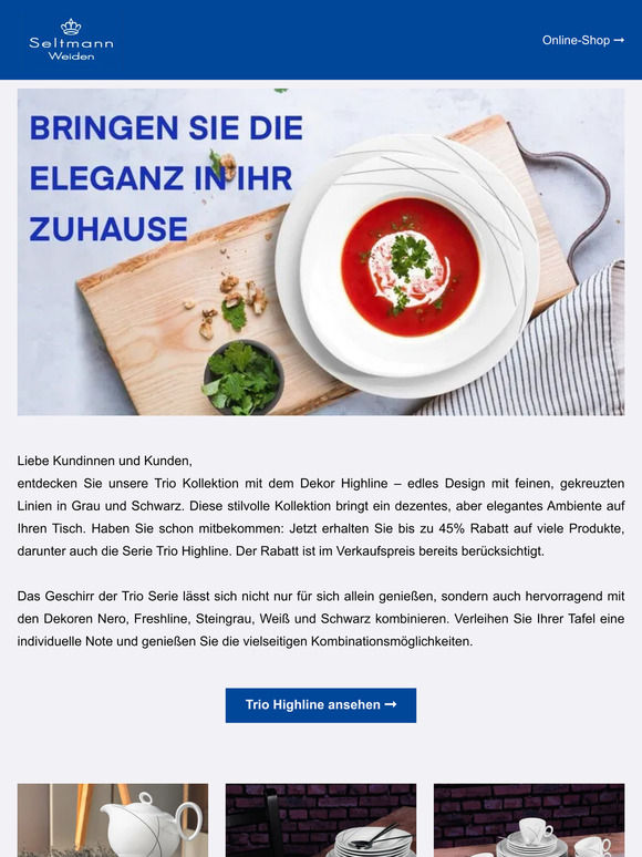 Trio Highline bei Seltmann-Porzellan